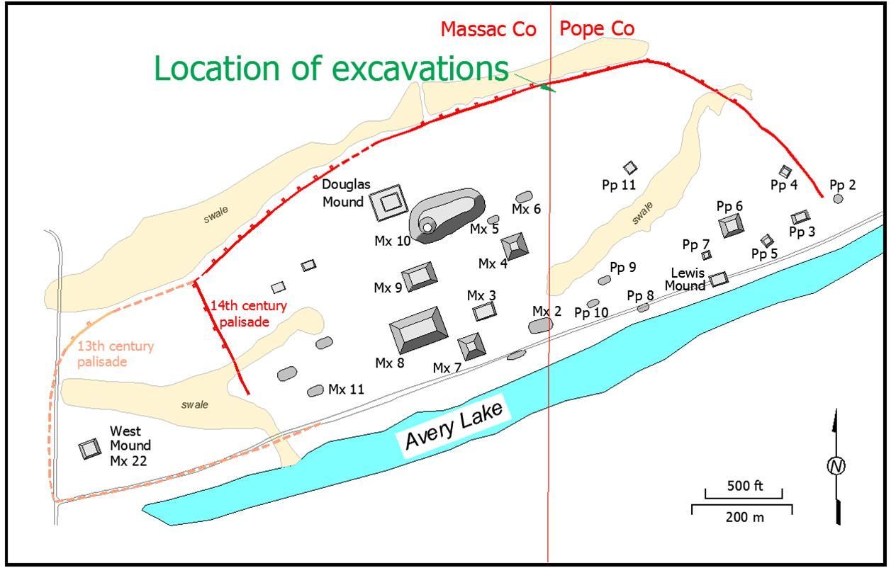 Kincaid Mounds: Summer 2015 excavation map